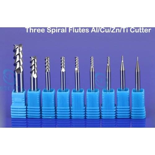 2pc SHK 1/8" 3.175mm 4mm Drill CNC 3 Three 3f Flute Spiral Router Endmill Bit cutter milling tool Metal Aluminum Copper HRC55