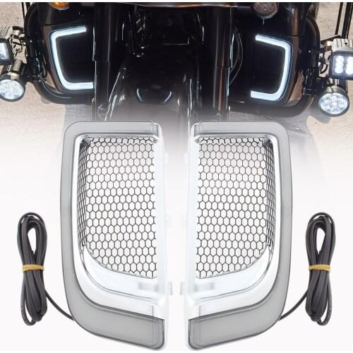 Motorcycle LED Fairing Lower Grills Running Turn Signal Lights For Harley Touring Electra Road Glide Ultra Limited 2014-2020