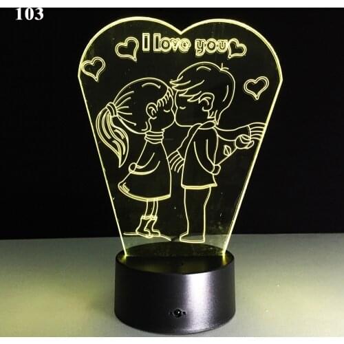 I LOVE YOU Sweet Lover Heart Balloon 7 Colors 3D USB Table Lamp Action Figure Acrylic Night Light LED Nightlight Romantic Decor