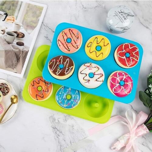 Teyaao 6-hole silicone doughnut baking pan non-stick mold making tool for baking non-stick and heat-resistant reusable cake mold