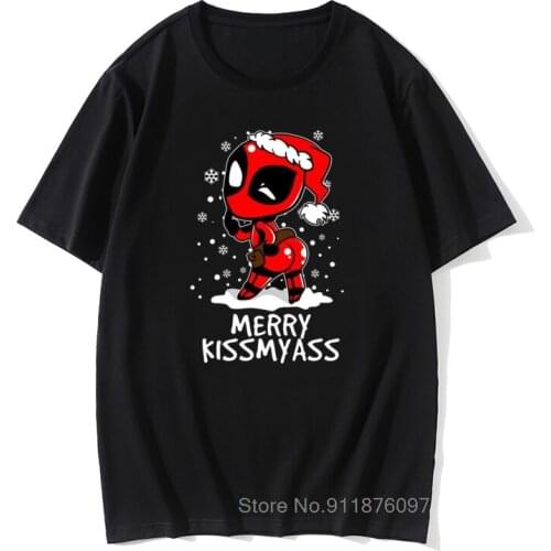 Kiss Love Me Christmas Deadpool Tops Tees Tshirts Super 3D Hero Marval Dead Pool Autumn New Tops Tees 100% Cotton Tops Shirt