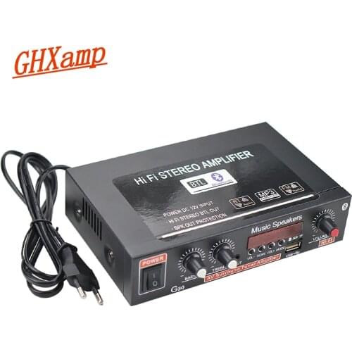 GHXAMP 15W*2 Bluetooth 4.2 Digital Power Amplifier 2 Way Car Home Audio Amplifier 4-16 Ohm Speaker TF Card FM Radio DC12V DIY