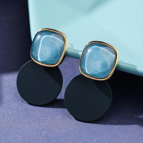 Euro-American Style Geometric Enamel Drop Earrings for Women Vintage Party Jewelry Hoop Earrings 2021 Trend pendientes femme