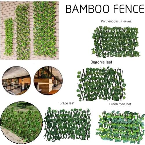 Retractable Artificial Garden Trellis Fence Expandable Faux Ivy Privacy Fence Wood Vines Climbing Frame Gardening Plant Decor