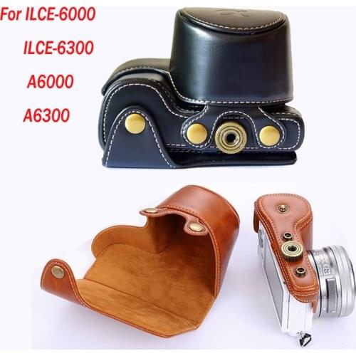 High Quality Photo Bag PU Leather Camera Case For SONY Alpha A6000 A6300 ILCE-6300 With 16-50mm lens protector cover