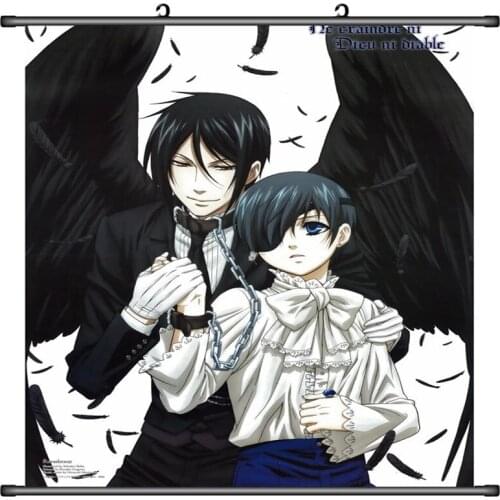 Japanese Anime Black Butler Kuroshitsuji Sebastian Michaelis & Ciel Phantomhive Home Decor Wall Scroll Poster Decorative Picture
