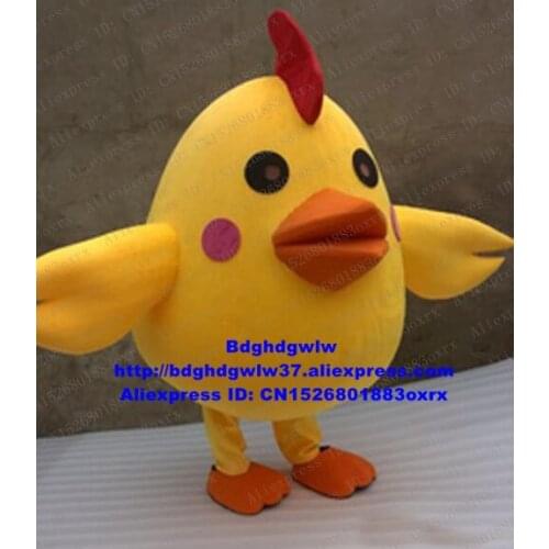 Yellow Cock Rooster Hen Chick Chicken Chook Chickling Mascot Costume Adult Character Advertising Routine Press Briefing zx108