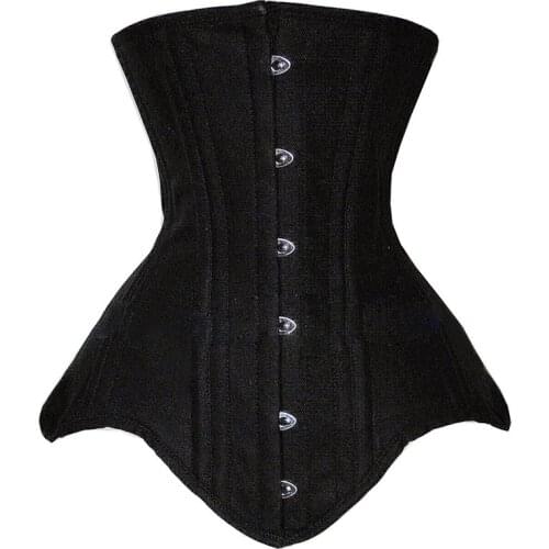 Womens Slimming Corset Underbust Sheath Belly Flat Waist Corset Black 18 Double Steel Bones Waist Trainer Body Shaper