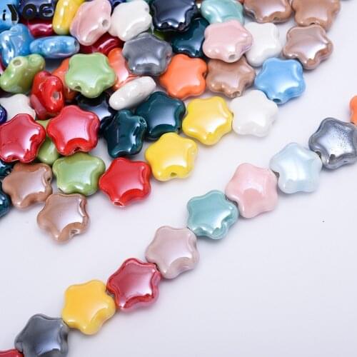 10/30/50pcs 15mm Star Shape Ceramic Beads Blingbling Loose Spacer Glaze Jewelry Beads for Making Necklace Pendant Key Chain