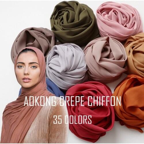 10pcs/Lot Women Solid Plain Crepe Chiffon Scarf Wraps Soft Long Islam Shawls Muslim Crinkle Hijabs