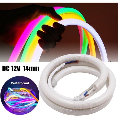DC 12V Neon Strip Waterproof Diammer 14mm Lighting Flexible 2835 Led Strip Soft Rope Neon Light 1m -10m