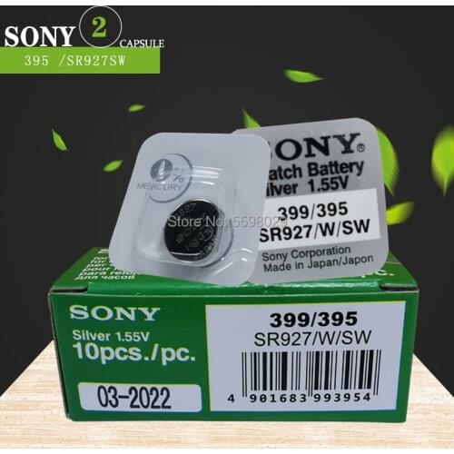 2pcs Sony Silver Oxide 1.55v Ag7 Lr927 395 399 523 610 613 Sr927sw LR927W S28 SP395 SR57 SR57L Button Coin Cell Bateria