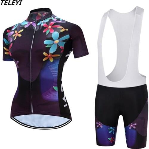 2017 TELEYI Cycling Jersey Sets for Women Bike Jersey clothing short sleeve mtb Sportswear roupa Ciclismo Maillot with Bib short