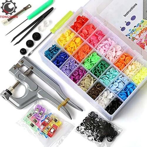 375 Sets T5 Plastic Snap Fastener and Snap Pliers for Babygros Diapers and Curtains T5 Plastic Buttons for Sewing and Crafting