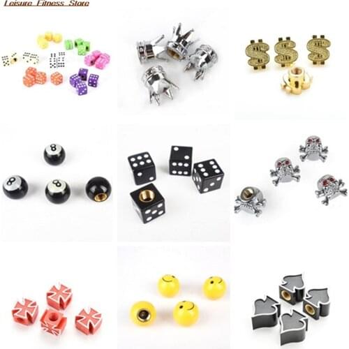 4Pcs/lot Universal Dice Car Tyre Air Valve Cap Bike Bicycle Tires Valve Caps On The Wheels Car Styling