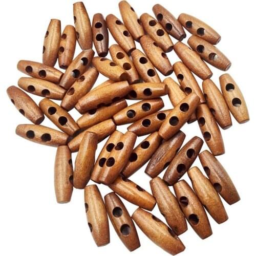50 Pieces Olive Shape Wooden Toggles Buttons 2 Holes Sewing Buttons for Clothes Decor CNIM Hot