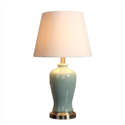 America Country Luxurious Green Ceramic Linen Dimmer Table Lamp for Foyer Apartment Bed Room Porcelain Light H 60cm 1856