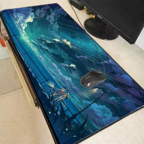 Mairuige Anime Girls Sky Clouds Bicycle Large Gaming Mouse Pad with Locking Edge 40*80CM Speed Version Mousepad for Dot 2 Lol
