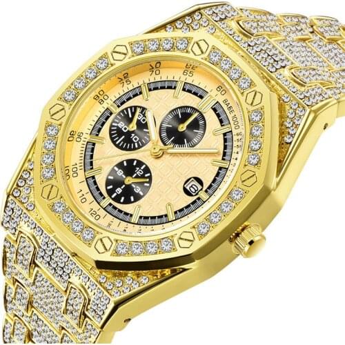 2021 Fashion Iced Out Watch Men Hip Hop Diamond Mens Watches Top Brand Luxury Quartz Watch Clock Relogio Masculino Drop Shipping