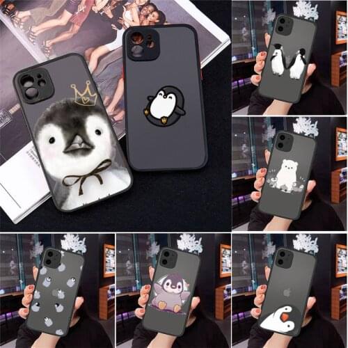 Lovely Penguin Polar Bear Phone Case matte transparent For iphone 7 8 11 12 plus mini x xs xr pro max cover