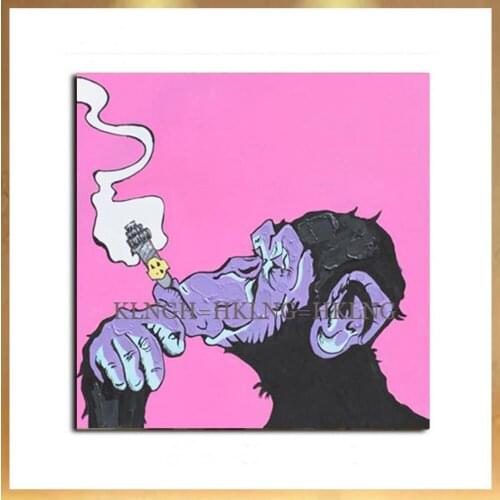 Decorative Art Handmade Monkey Oil Painting On Canvas Living Room Home Decor Wall Paintings Thinking Orangutan Animal Pictures