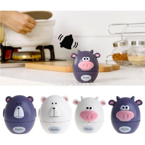 DHL 50PCS Bear Cow Timer Mechanical Wind Up 60 Minutes Kitchen Gadget Novelty