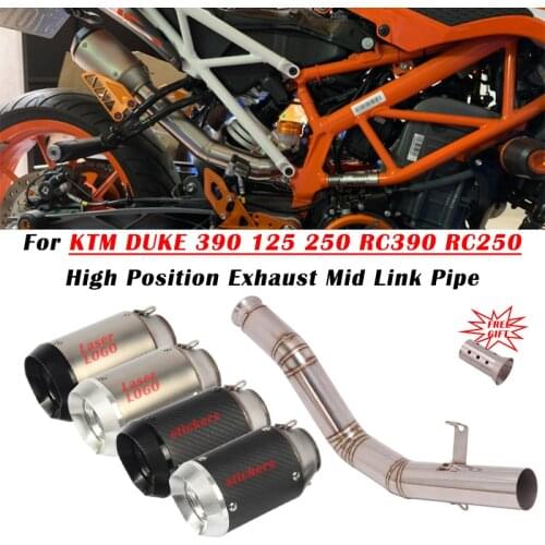 For KTM DUKE 390 125 250 RC390 RC250 17 18 19 20 21 Exhaust Escape System Modify Muffler High Position Middle Link Pipe Silencer