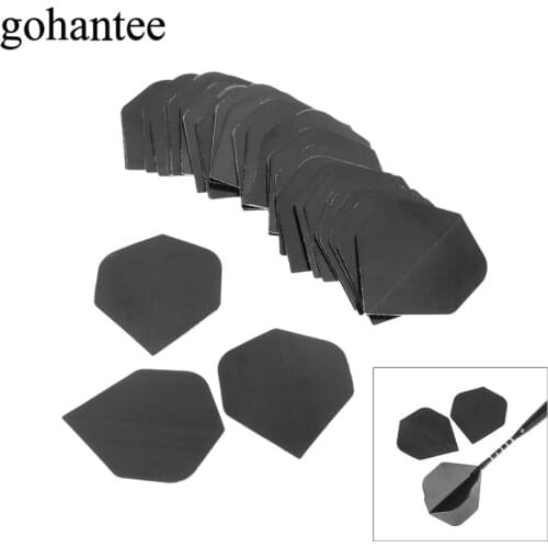 Gohantee 30pcs of l Lot PVC Dart Flights Fin Tail High Quality Simple Pure Black Darts Accessories Replaceable Dart Wing