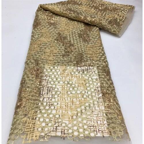 Exquisite irregular graphics 3mm sequins with thread embroidery, African lace fabric, suitable for ladies' fashion skirts