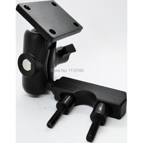 Motorcycle Bicycle Handlebar Aluminum Alloy Bracket Mount with Standard AMPs Hole Pattern and 6 CM Socket Arm for GPS Navigator