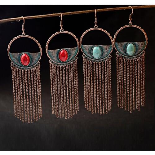 Fashion Bohemian Ethnic Vintage Tassel Drop Earrings for Woman And Girls Wedding Bridal Engagement Accessories Jewlery 2021