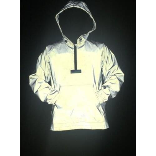 New arrival men hoodie reflective pullover long sleeve jacket hip hop streetwear couple clothing coats mens casual sweatshirt