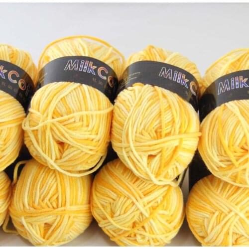 Sale 8ballsx50g Soft Cotton Baby Yarn New Hand-dyed Wool Socks Scarf Knitting yellow 2075-02-8