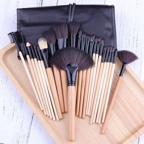 Profession Makeup Brush Set with Bag Powder Foundation Large Eyeshadow Pinceaux Angled Brow Pink Black Cosmetics Brushes 24Pcs