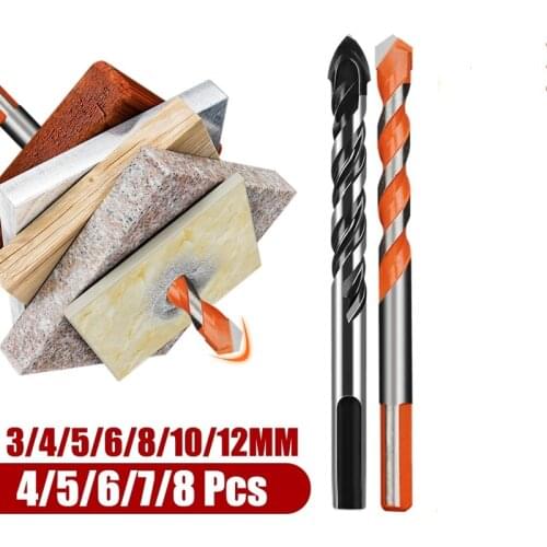 Carbide ceramic tile drill bit set 3-12mm triangle drill bit ceramic glass concrete brick wall wood hole opener power tool