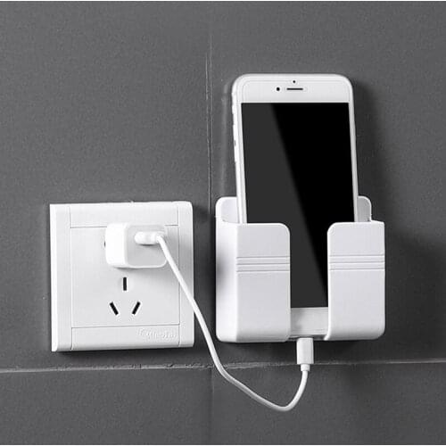 Wall Mounted Storage Box Remote Control Case Phone Plug Charging Holder Rack Mobile Phone Holder Stand Bracelet