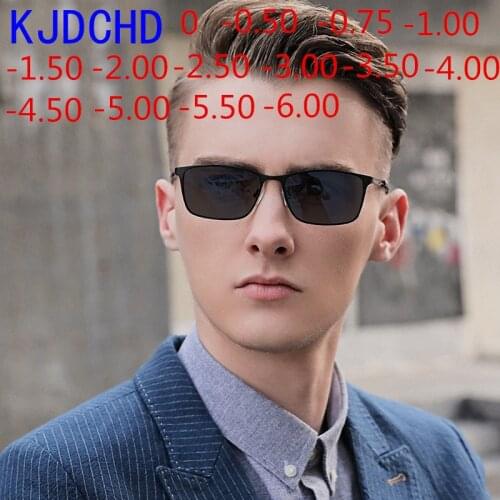 Fashion mens Business ultralight myopia Discoloration sunglasses Prescription Glasses 0 -0.50 -0.75 -1.00 to -6.00