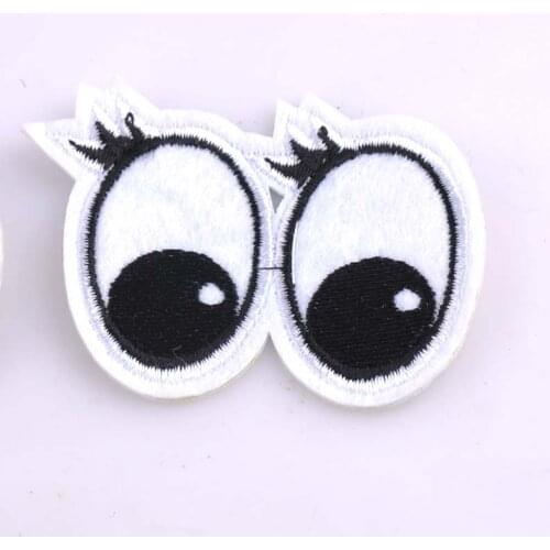 Eyes Patch DIY Embroidered Patches Black and White Clothing Fabric Badges Iron-On Sewing Patches CP0927