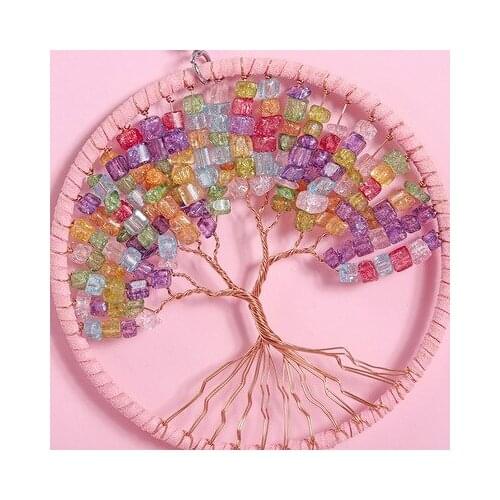 7 Chakra Quartz Natural Stone Tree of Life pendulum Crystal Suncatcher Rainbow Hanging Pendant Heal Ornament Home Window Decor