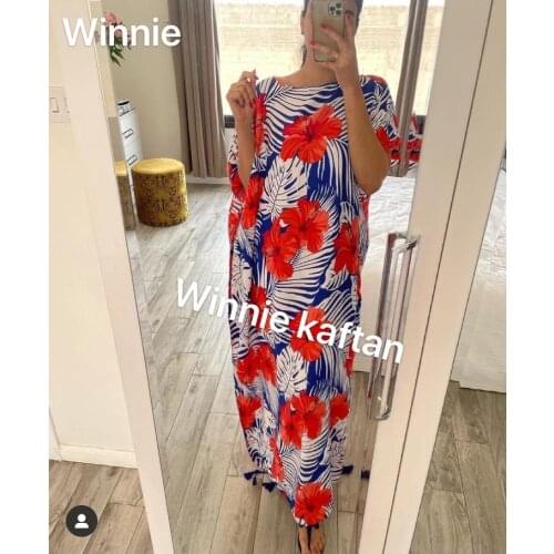 Middle East 2021 Printed Casual Cotton Hijab Kaftan Maxi Dresses For Lady Moroccan Oman Street Wear Muslim women 's Caftan Dress