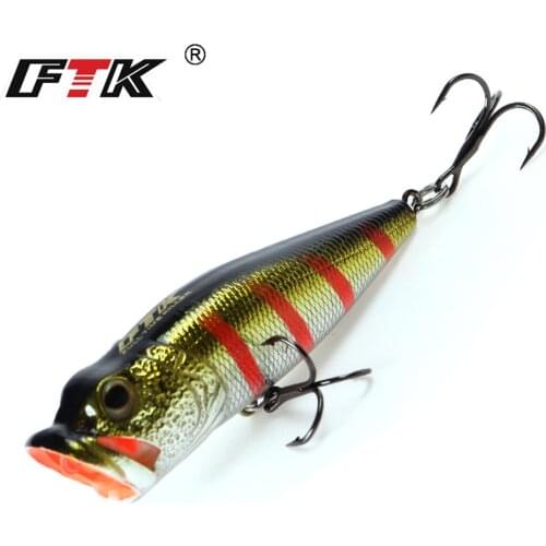 FTK 1pc Fishing Lure 65mm 6g Popper Frog Lure Swimbait Floating Wobblers Minnow Bass Bait Plug Jigging Lure