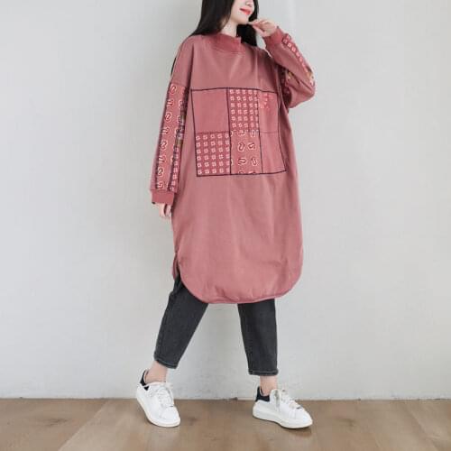 Oversized Turtleneck Pullovers Women Spring Autumn Loose Long Cotton Sweatshirts Plus Size Baggy Harajuku Printed Clothes
