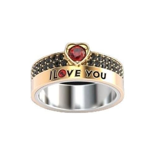 Hot Sale Silver Color Love Heart Rings For Women Letter I Love You Red Heart Ring Valentines Day Jewelry Gifts
