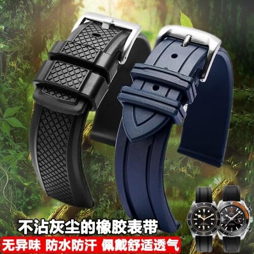 Non-Stick Dust Waterproof Fluorine Rubber Watch Strap for Rolex Omega Seamaster Tissot Sports Citizen Outdoor Watch Band 20 22mm