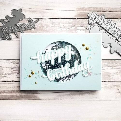 Mmao Crafts Metal Steel Cutting Dies New 2Pcs Happy decoration Stencil For DIY Scrapbooking Paper/photo Cards Embossing Dies