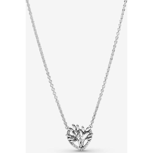 Heart Family Tree Collier Necklaces for Women Original 925 Sterling Silver Necklaces & Pendants Fine Jewelry Gift 2021 New