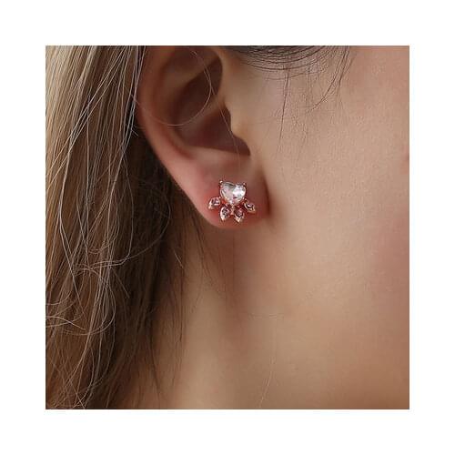 Female Pink Opal Stone Stud Earrings Gold Color Wedding Jewelry Boho Small Dog Cat Paw Claw Earrings For Women