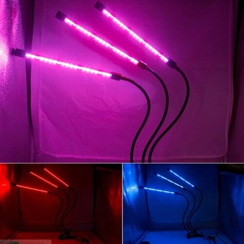 RGB5050 LED Grow Light DC5V USB Plant three-head smart color timing clip Growth Lamp For Vegetable Flower Plant Greenhouse