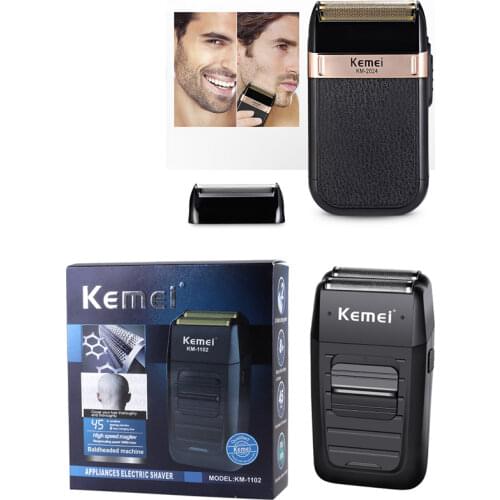 Kemei 1102 Beard And Stubble Trimmer Mens Electric Razor Double-head Rolling Shaving Machine Cordless Rechargeable Razor Tool