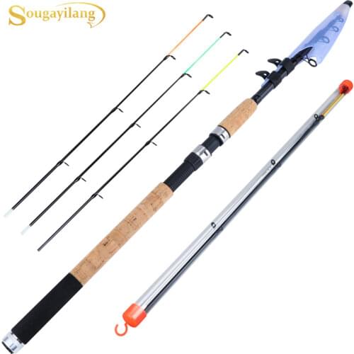 Sougayilang Feeder Fishing Rod Telescopic Spinning/6 Sections Travel Rod 3.0 3.3 3.6m Pesca Carp Feeder 60-180g Pole Fish Tackle
